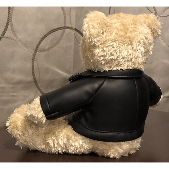 Galerie Reese's Hershey's Teddy Bear 8" Plush Faux Black Leather Biker Jacket - Picture 5 of 11